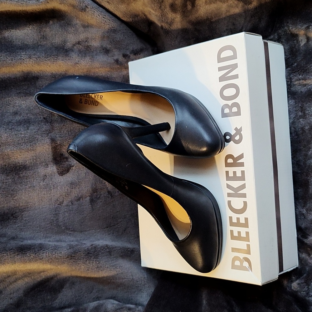 Leather Navy Heels